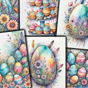 Easter Digital Scrapbook Paper: Floral Egg Clipart (Digital Download)