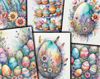 Easter Digital Scrapbooking Papers, Printable Easter Clipart, Easter Eggs, Easter Junk Journal Kit, Easter Print Download - VBM3309