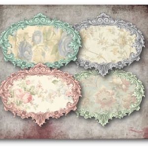 DIGITAL Shabby Chic Rose Labels Digital Collage Sheet Descargar -344 - Papel Digital - Descarga Instantánea Imprimibles