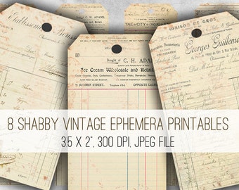 DIGITAL Vintage Ephemera Tags Digital Collage Sheet Download - 1022 - Digital Paper - Instant Download Printables