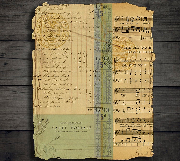 DIGITAL Vintage Grunge Junk Journal Ephemera - Digital Collage Sheet ...