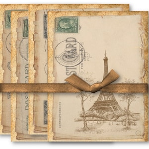 DIGITAL vintage Paris Postcards Digital Collage Sheet Télécharger -1067- Papier numérique - Instant Download Printables