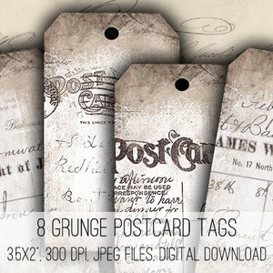 DIGITAL Grunge Postcard Ephemera Digital Collage Sheet Download - 1063 - Digital Paper - Instant Download Printables