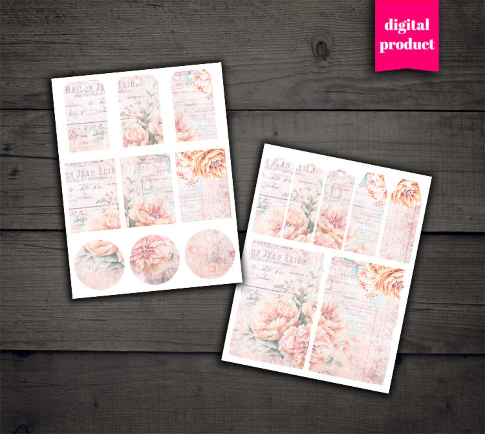 DIGITAL Floral Junk Journal Kit Download - Printable Floral Collage ...