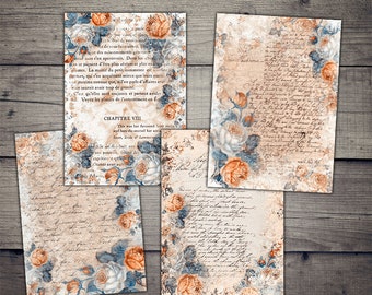 DIGITAL Vintage Floral Ephemera Digital Collage Sheet Download - Digital Papers