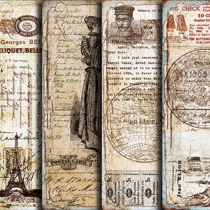 DIGITAL Vintage Grunge Ephemera - Digital Collage Sheet Download