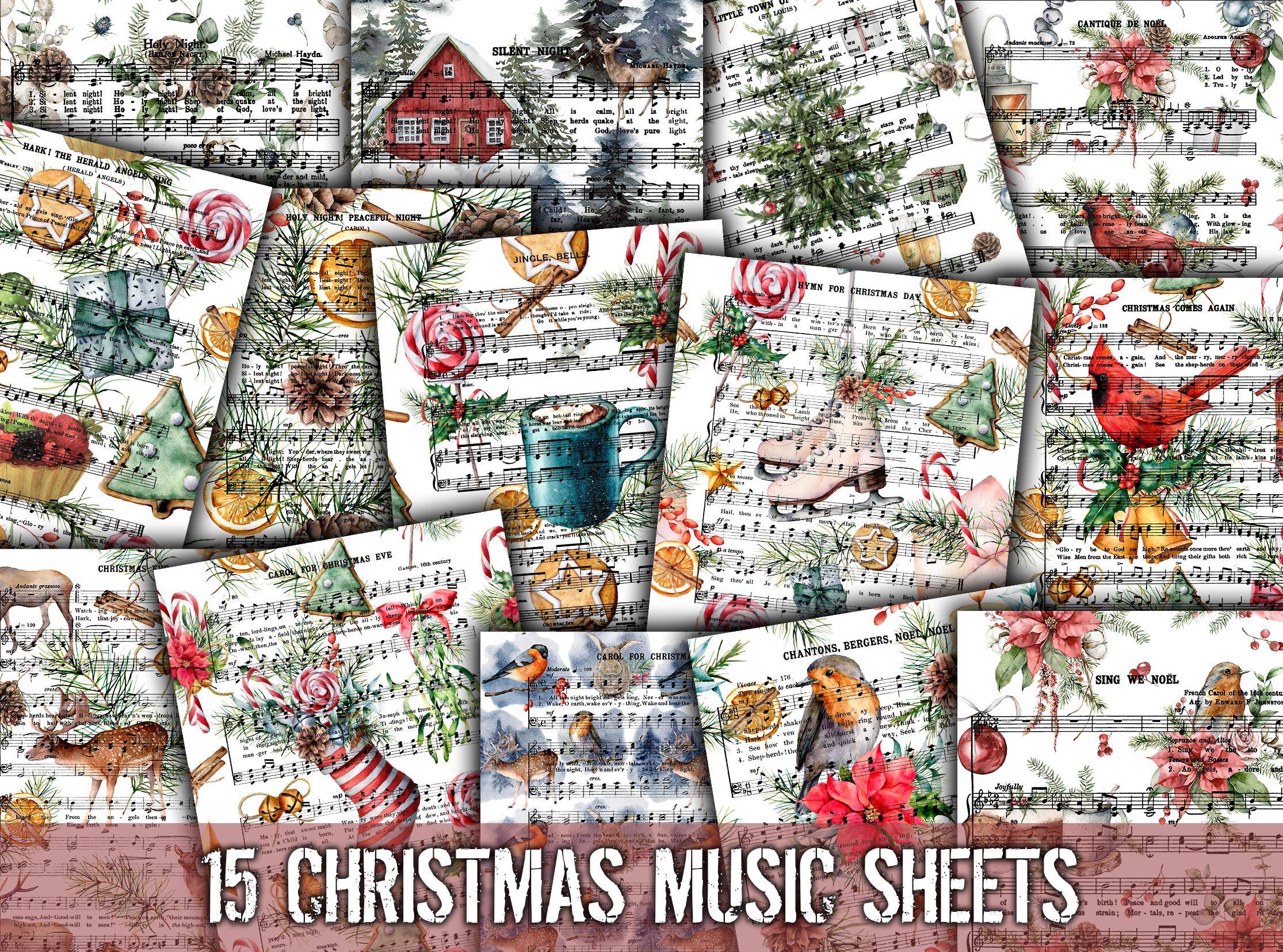 Vintage Christmas Music Sheets: 15 Song Collection (Digital Download)