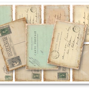 DIGITAL Digital Images - Digital Collage Sheet Download - Vintage Postcard Tags -  699  - Digital Paper - Instant Download Printables