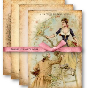 Romantic Antique Paper Ephemera: Digital Collage Sheet (Digital Download)