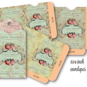 DIGITAL Shabby Chic Envelopes - Digital Collage Sheet Download -524- Digital Paper - Instant Download Printables