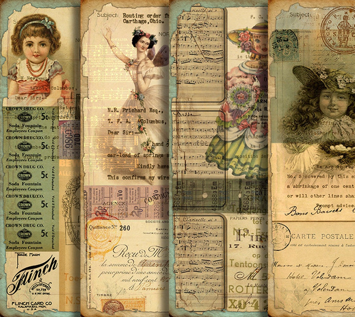 DIGITAL Vintage Grunge Ephemera - Digital Collage Sheet Download - VBM ...