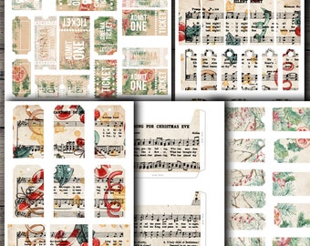 DIGITAL Christmas Junk Journal Digital Kit - Printable Tags, Labels, Cards - VBM2206