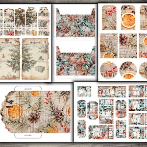 Christmas Junk Journal Kit: Printable Cards, Tags, Envelopes (Digital Download)