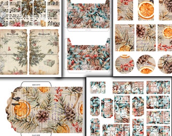 Kit per il junk journal natalizio: biglietti, etichette e buste stampabili (download digitale)