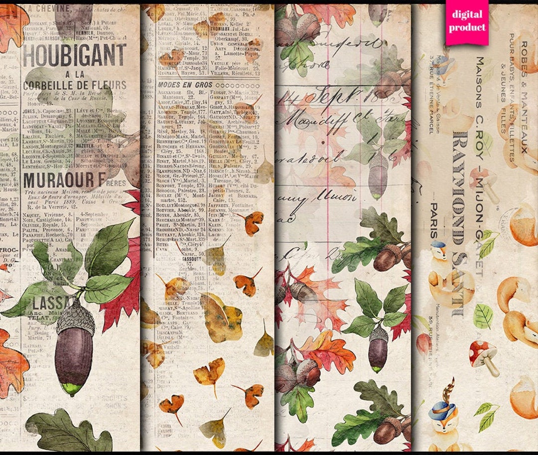 DIGITAL Vintage Fall Junk Journal Ephemera - Vintage Autumn Digital ...