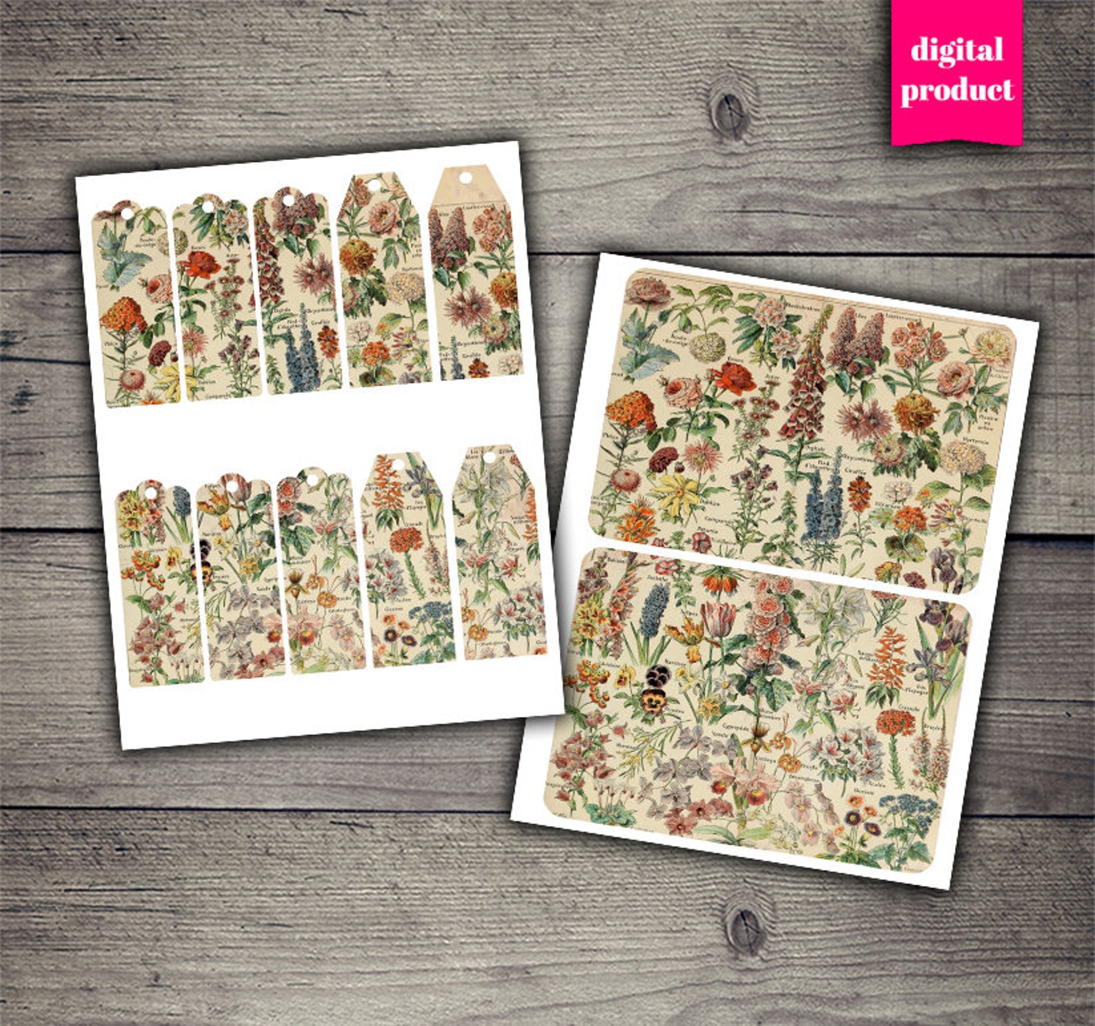 DIGITAL Vintage Botanical Junk Journal Kit - Printable Vintage Floral ...