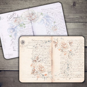 DIGITAL Floral Cartas Manuscritas Junk Journal Portadas Imprimibles - Papeles Digitales - VBM1395