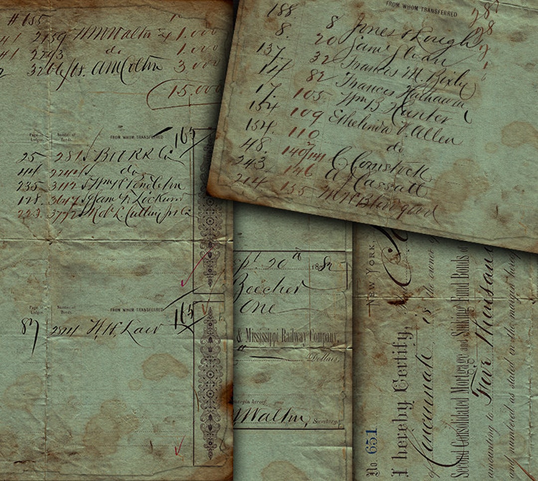 DIGITAL Printable Grunge Junk Journal Ephemera - Vintage Invoices ...