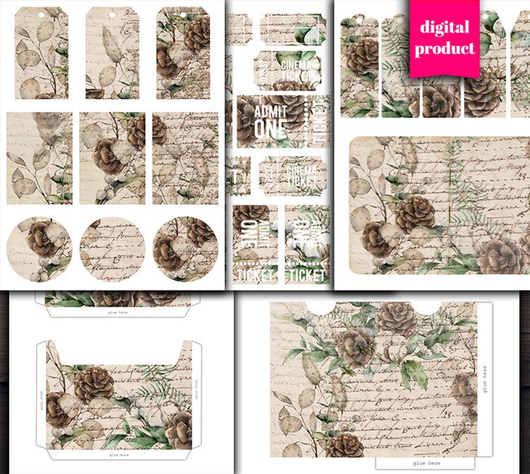 DIGITAL Vintage Botanical Junk Journal Kit - Printable Botanical ...