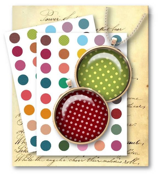 水玉模様の1インチサークル：ジュエリーペンダントのデジタル