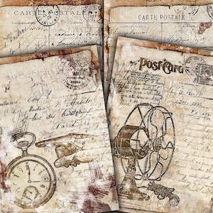 DIGITAL Vintage Grunge Steampunk Digital Paper Download Digital collage sheet printable