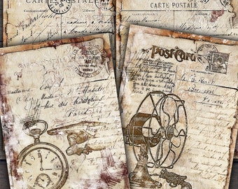 Papel Digital Vintage Steampunk: Folha de Colagem Grunge (Download Digital)