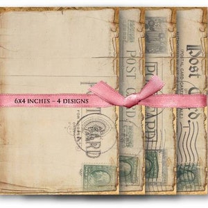 DIGITAL Vintage Postkarten Digital Collage Sheet Download -456- Digitales Papier - Instant Download Printables