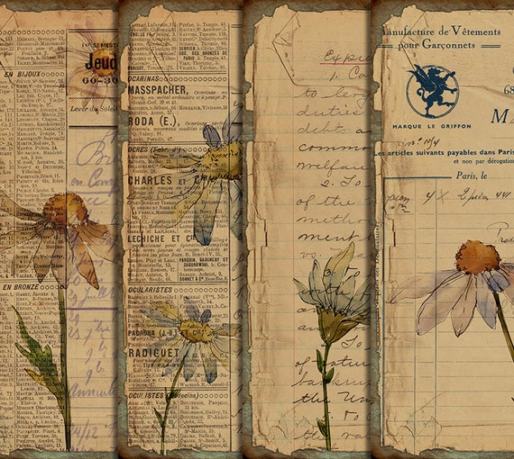 DIGITAL Vintage Botanical Junk Journal Ephemera Digital Collage Sheet  Download VBM1894 