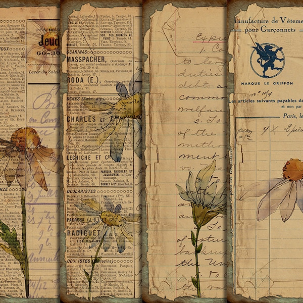 DIGITAL Vintage Botanical Junk Journal Ephemera - Digital Collage Sheet Download - VBM1894