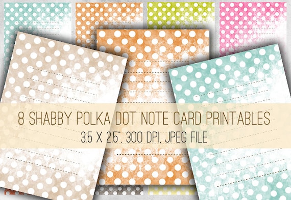 Shabby Polka Dot Note Cards: Printable Designs (Digital Download) - VBM28