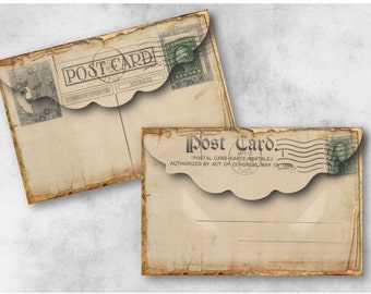 DIGITAL Vintage Postcard Envelopes Digital Collage Sheet Download