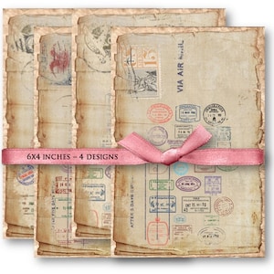 DIGITAL Briefmarken Digital Collage Sheet Download -843- Digitales Papier - Instant Download Printables