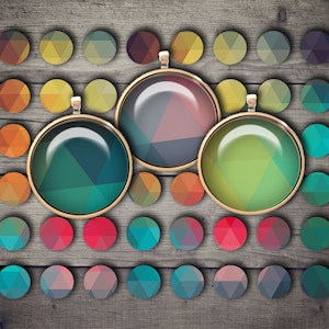 DIGITAL Printable Geometric 1 inch Circles for Jewelry Pendants - Digital Collage Sheet Download