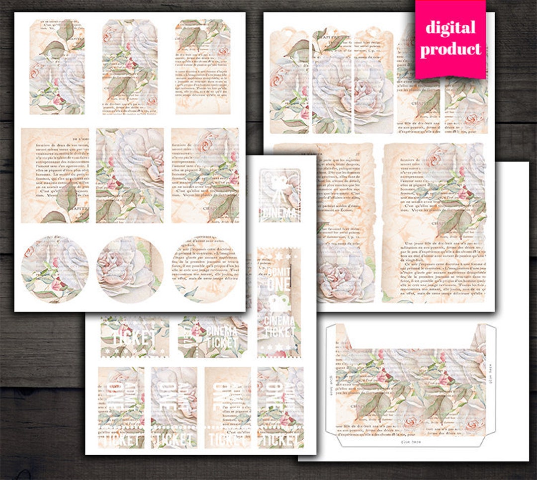 DIGITAL Floral Junk Journal Kit Download - Printable Floral Collage ...