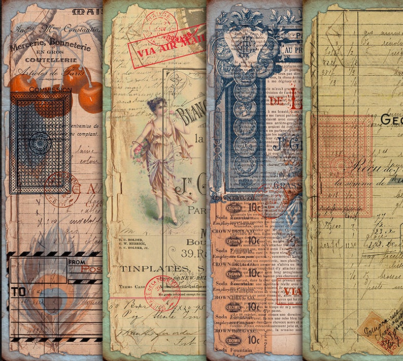 DIGITAL Vintage Grunge Ephemera - Digital Collage Sheet Download - Etsy