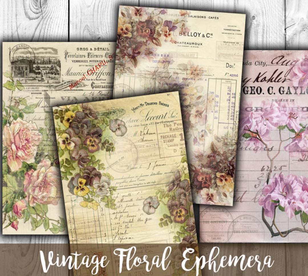 Vintage Floral Ephemera: Digital Collage Sheets (digital Download) - Etsy