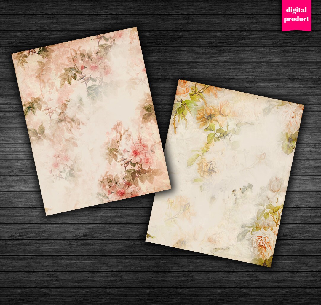 DIGITAL Vintage Floral Papers Download Printable Floral - Etsy
