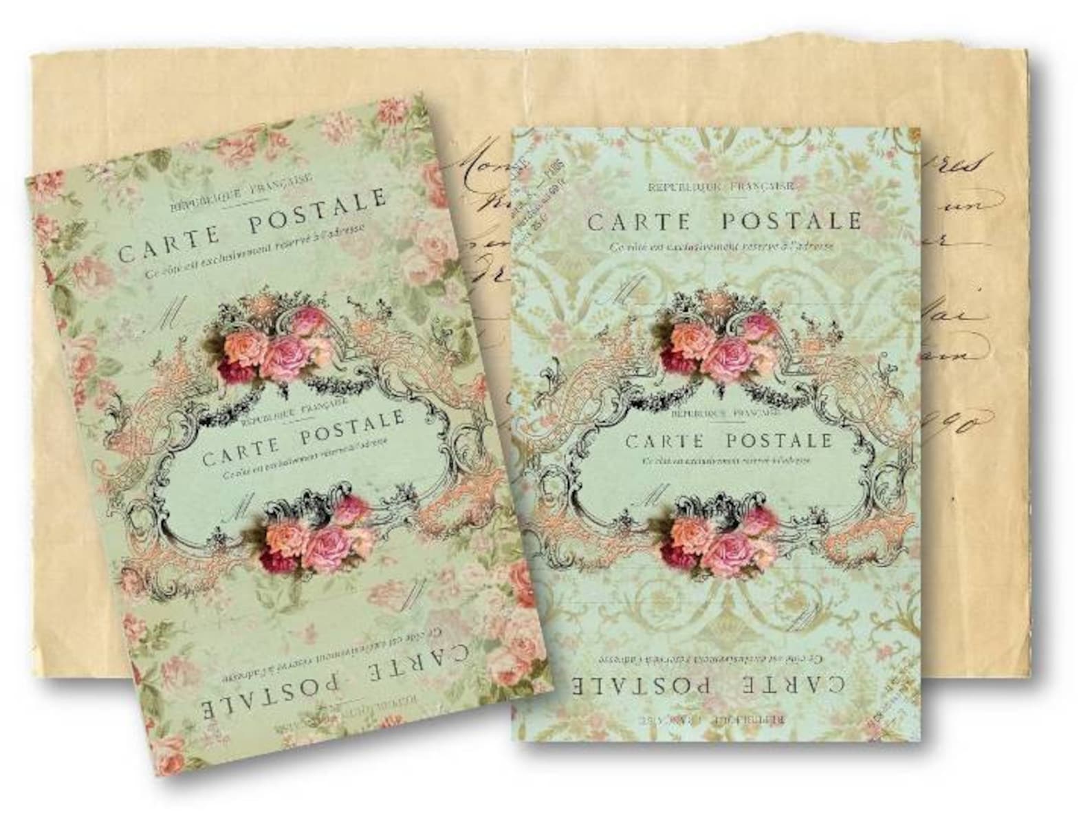 DIGITAL Carte Postale Backgrounds Digital Collage Sheet - Etsy