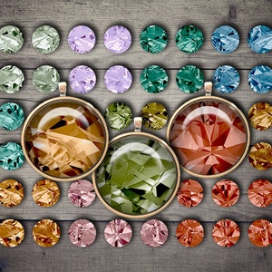 DIGITAL druckbare Vintage Diamanten 1 Zoll Kreise für Schmuck Anhänger - Digital Collage Sheet Download