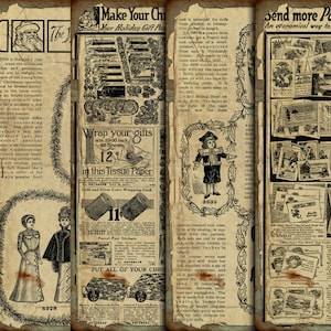DIGITALE Weihnachtsanzeigen - Printable Weihnachts Ephemera - Digitale Vintage Weihnachtspapier Download - VBM2146