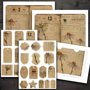 DIGITAL Printable Junk Journal Botanical Kit Vintage Digital Paper Download Printable Botanical Graphics VBM2066 image 2