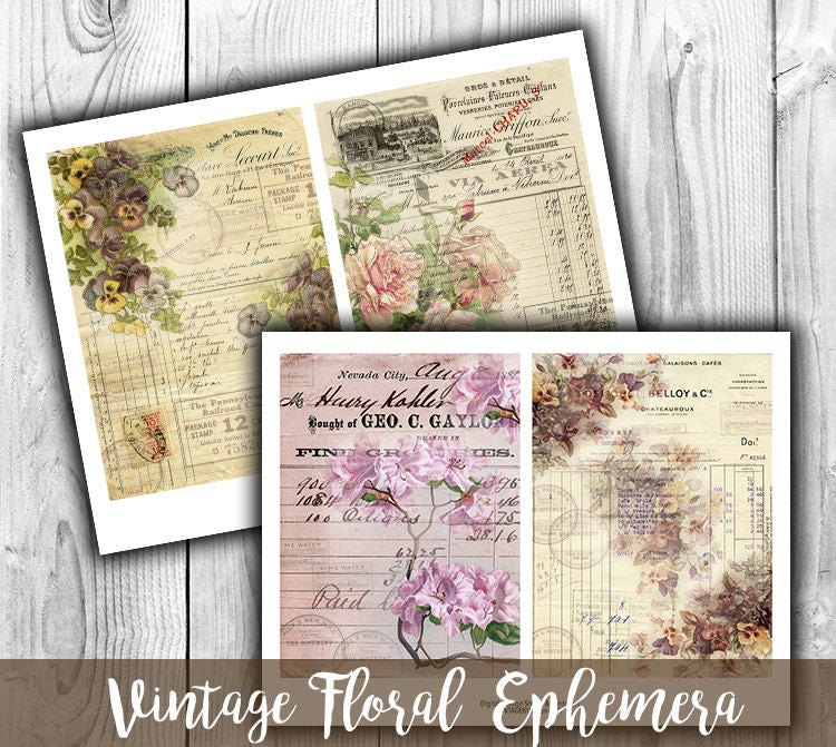 Vintage Floral Ephemera: Digital Collage Sheets (digital Download) - Etsy