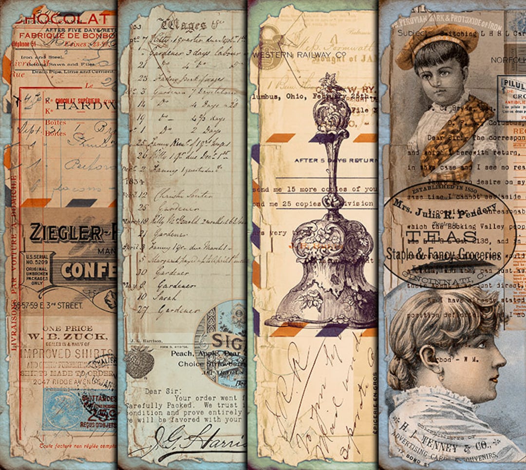 DIGITAL Vintage Grunge Ephemera - Digital Collage Sheet Download ...