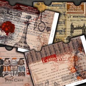DIGITAL Vintage Ephemera Envelopes  - Digital collage sheet download