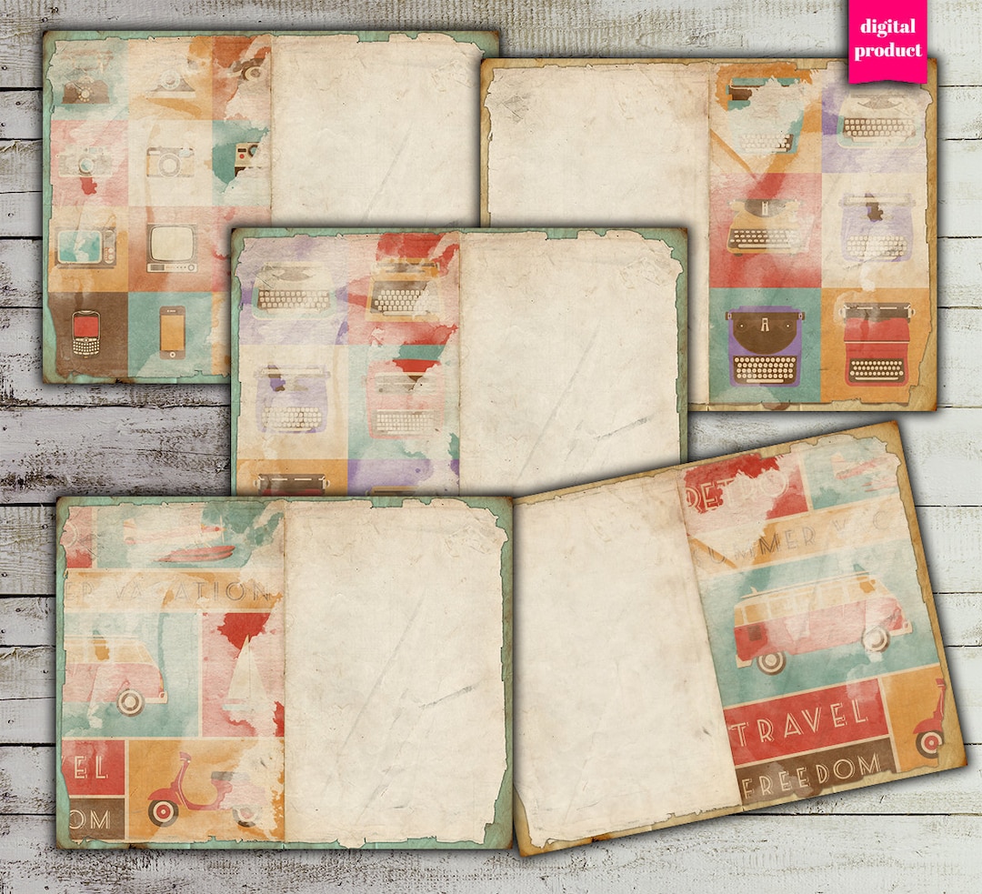 Grunge Retro Junk Journal Pages: Vintage Ephemera Kit (digital Download ...