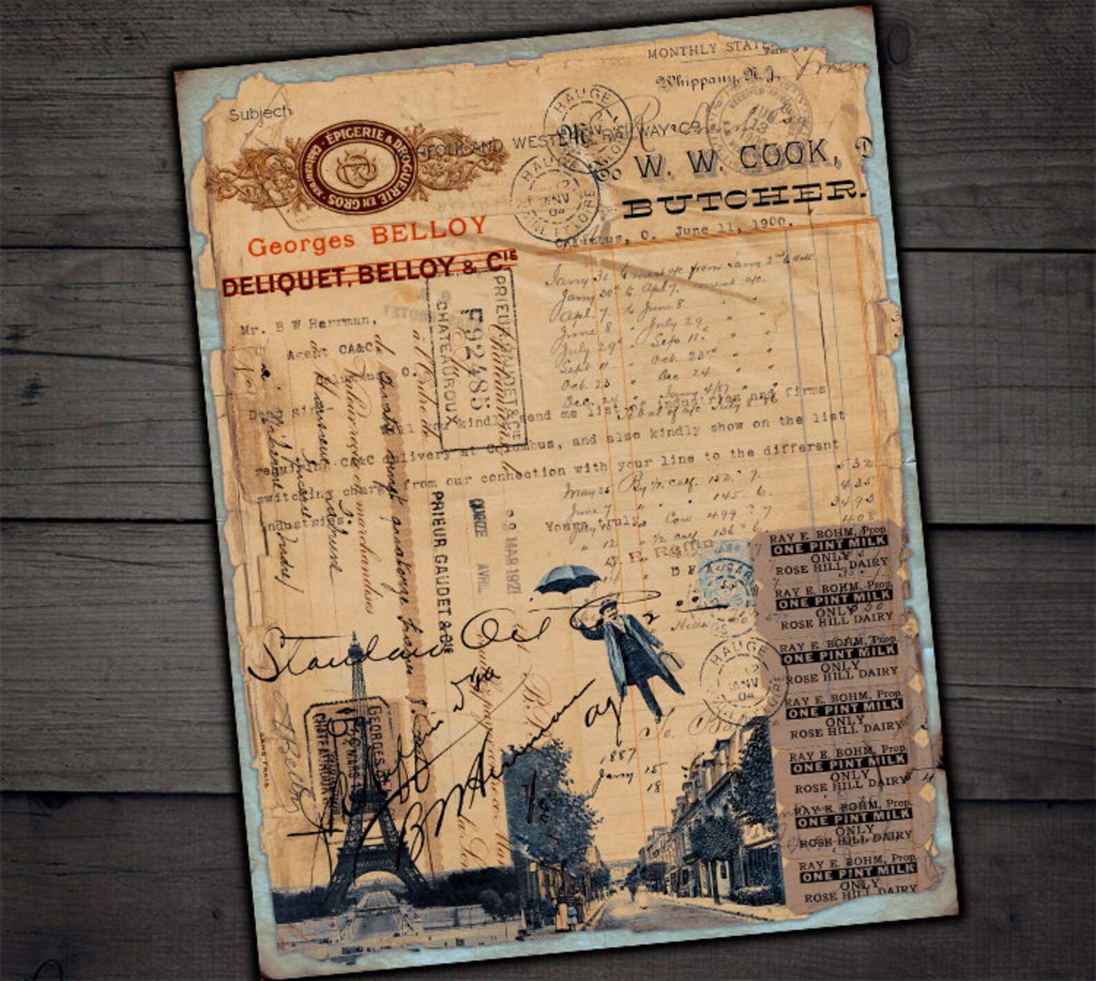 DIGITAL Vintage Grunge Ephemera - Digital Collage Sheet Download - Etsy