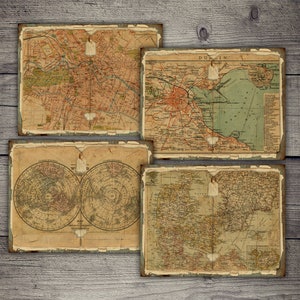 DIGITALE Vintage Karten Reise Junk Journal Seiten - Printable Alte Karten - VBM2314