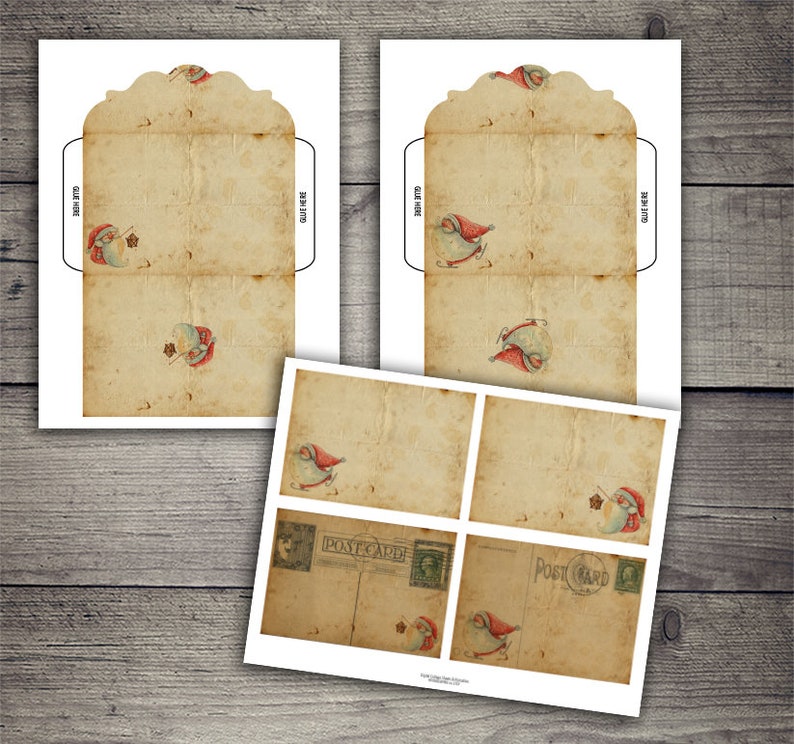 DIGITAL Printable Vintage Christmas Envelopes Digital - Etsy