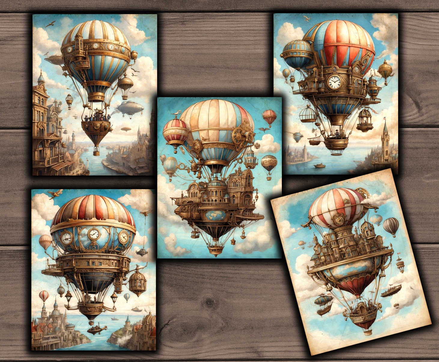 Comugi☁️⸝⸝⸝ページ Steampunk Digital Paper, Printable Steampunk Gears, Clocks