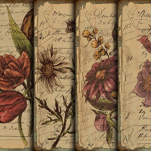 DIGITAL vintage Botanical Junk Journal Ephemera - Téléchargement papier numérique - VBM1994